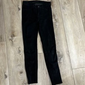 J Brand Stretch Lamb Suede Skinny Jeans With Zippers At Ankles Size 25 Black
